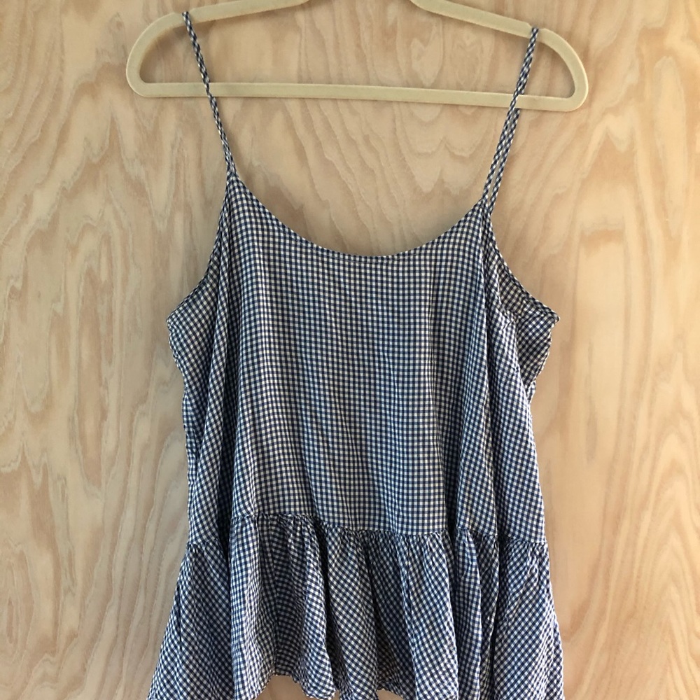 Old navy gingham blue top